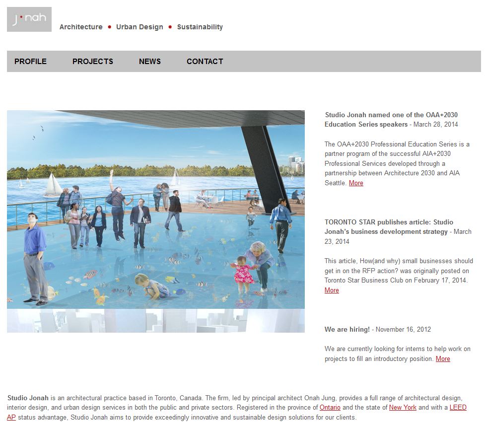 Home page of Studio Jonah showing architecture project